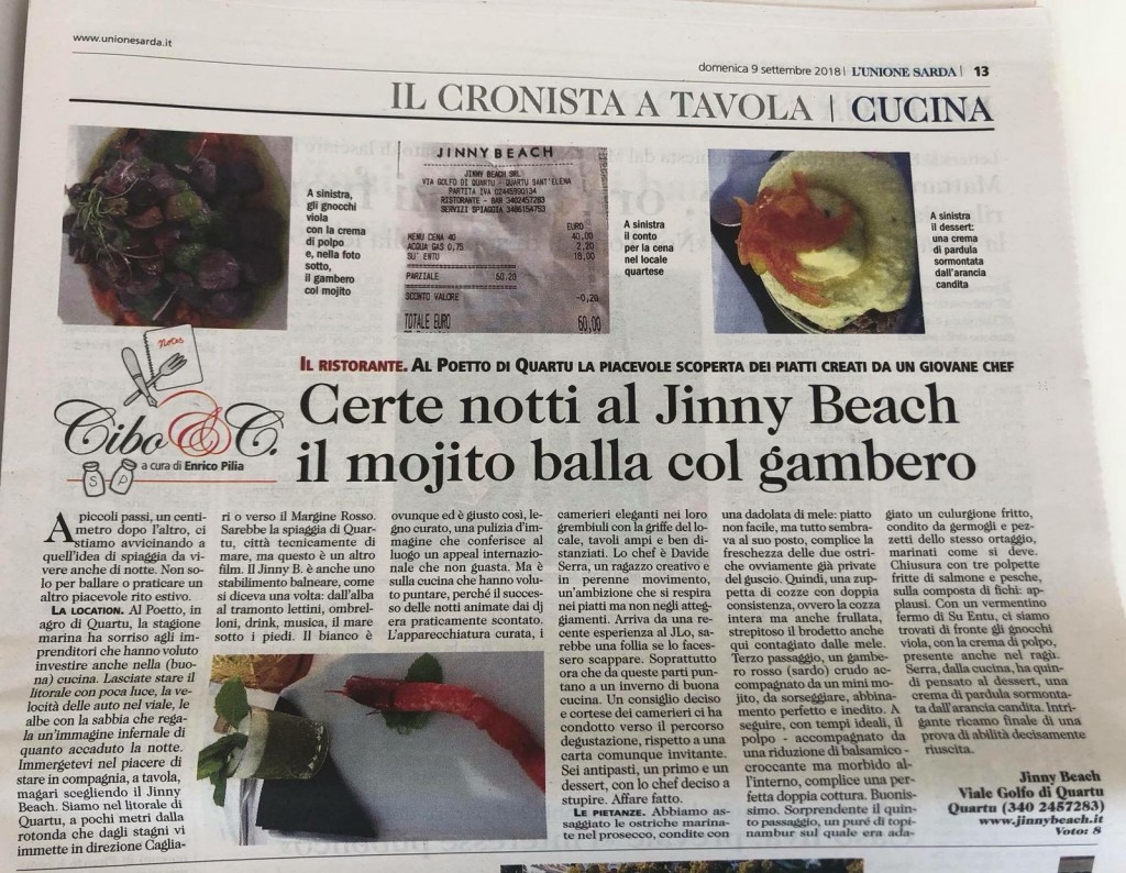 News Unione Sarda Jinny Beach